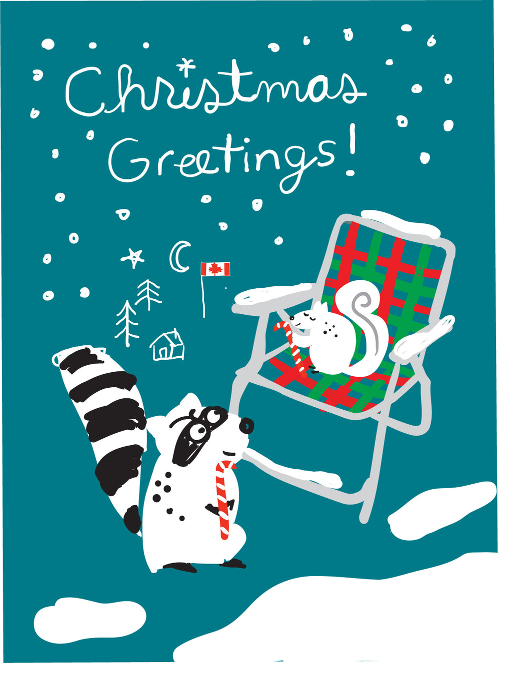 Chair, raccoon, squirrel Xmas